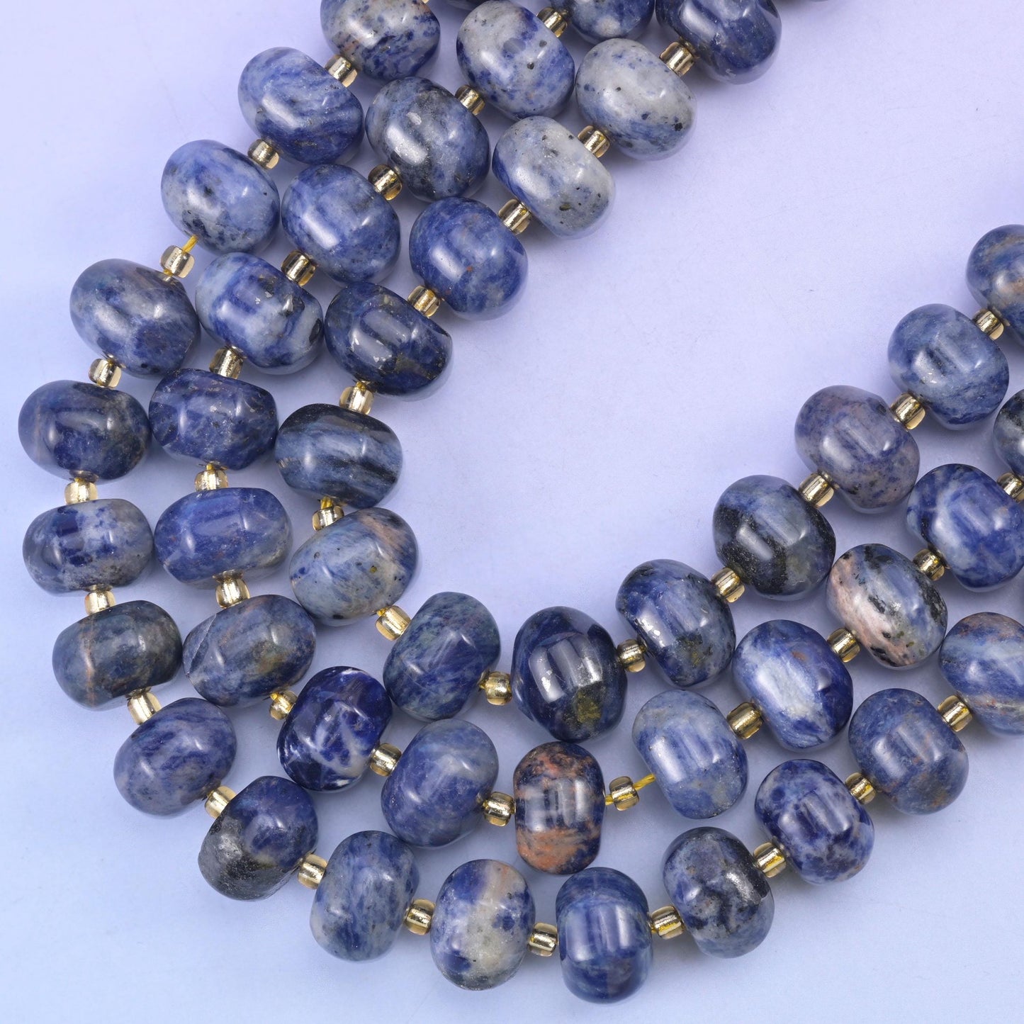 Sodalite pumpkin beads, hole approximately 1.4mm