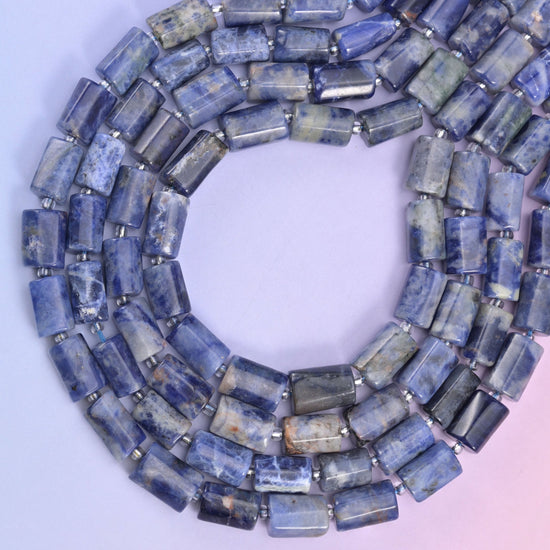 Sodalite faceted tube beads, approximately 29 beads per strand