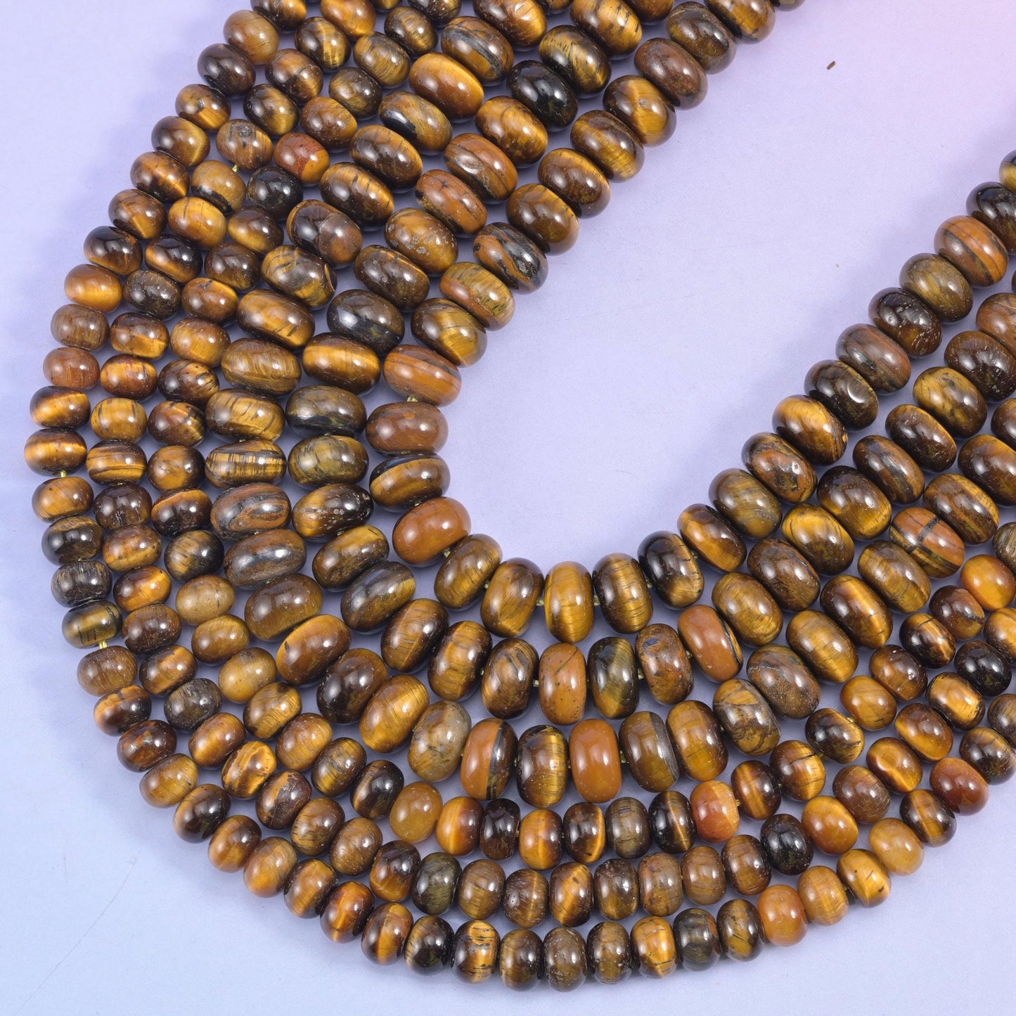 Tiger Eye rondelle beads, 1.0mm to 1.2mm centre-drilled hole
