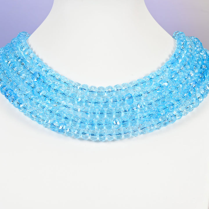 Transparent Blue Faceted Rondelle Glass Beads: Size 5x8mm, Jewelry Making Supply