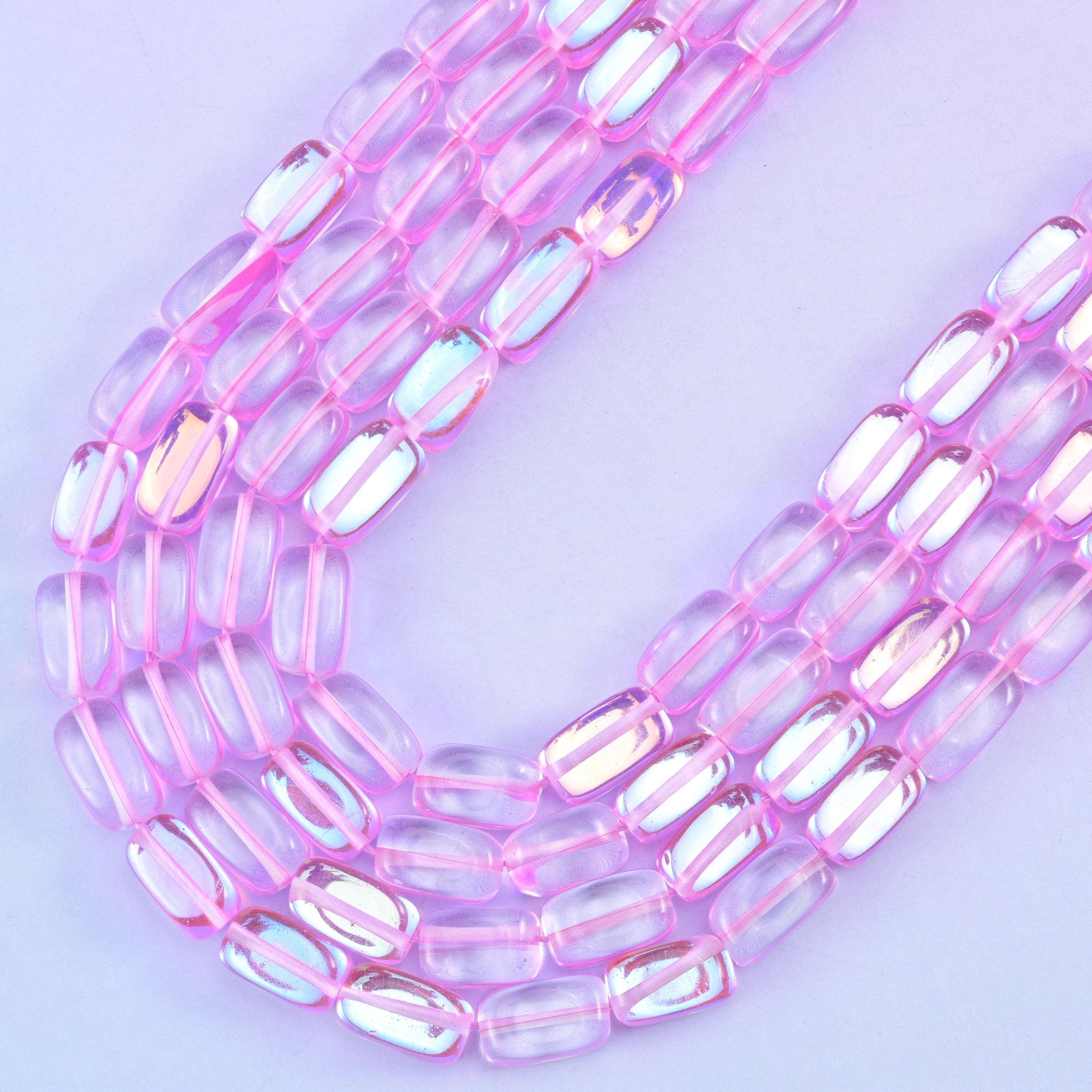 Pink mystic aura glass beads, hole approximately 1.0mm