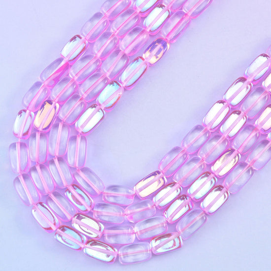 Pink mystic aura glass beads, hole approximately 1.0mm