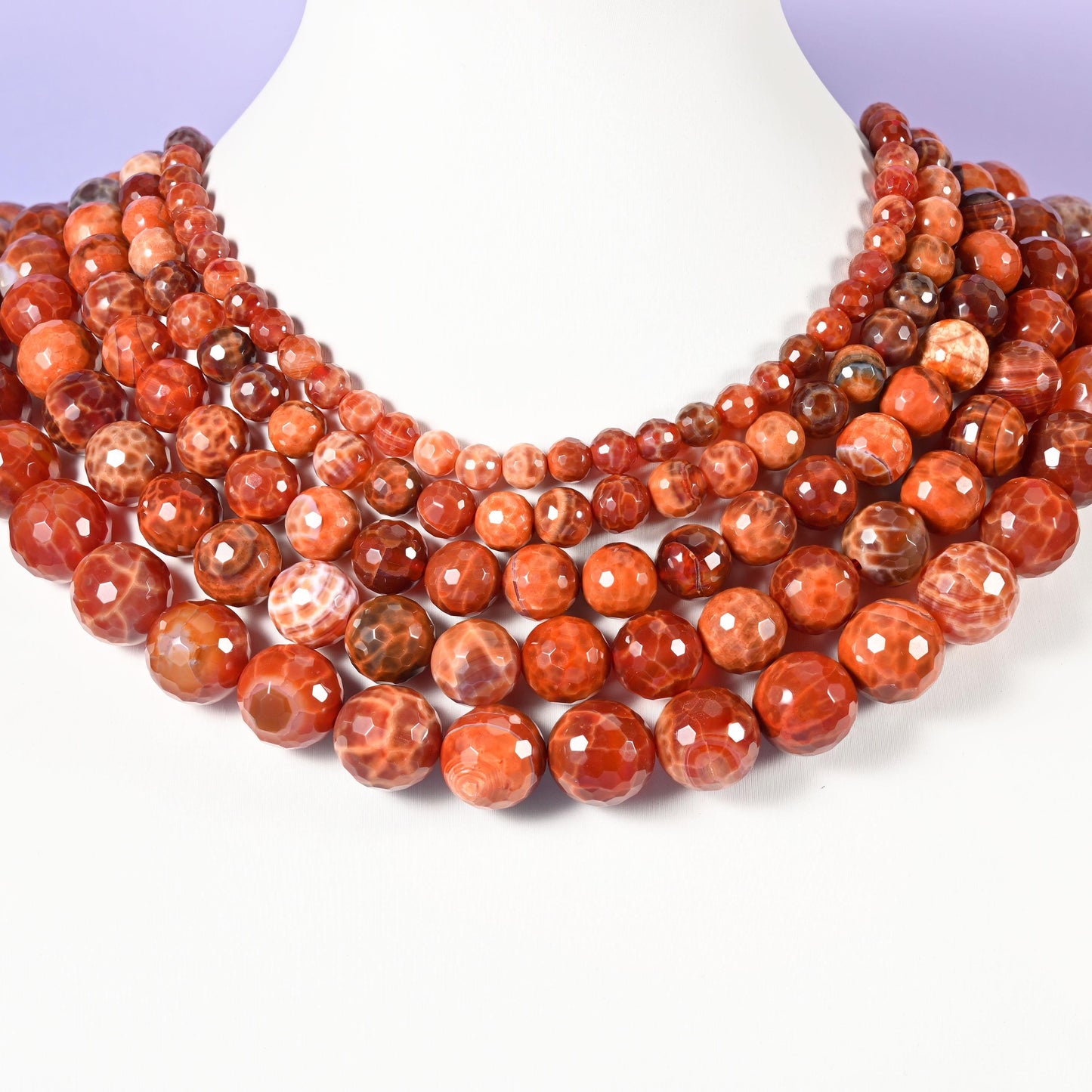 Fire Agate beads, faceted round, 6mm 8mm 10mm 12mm 14mm