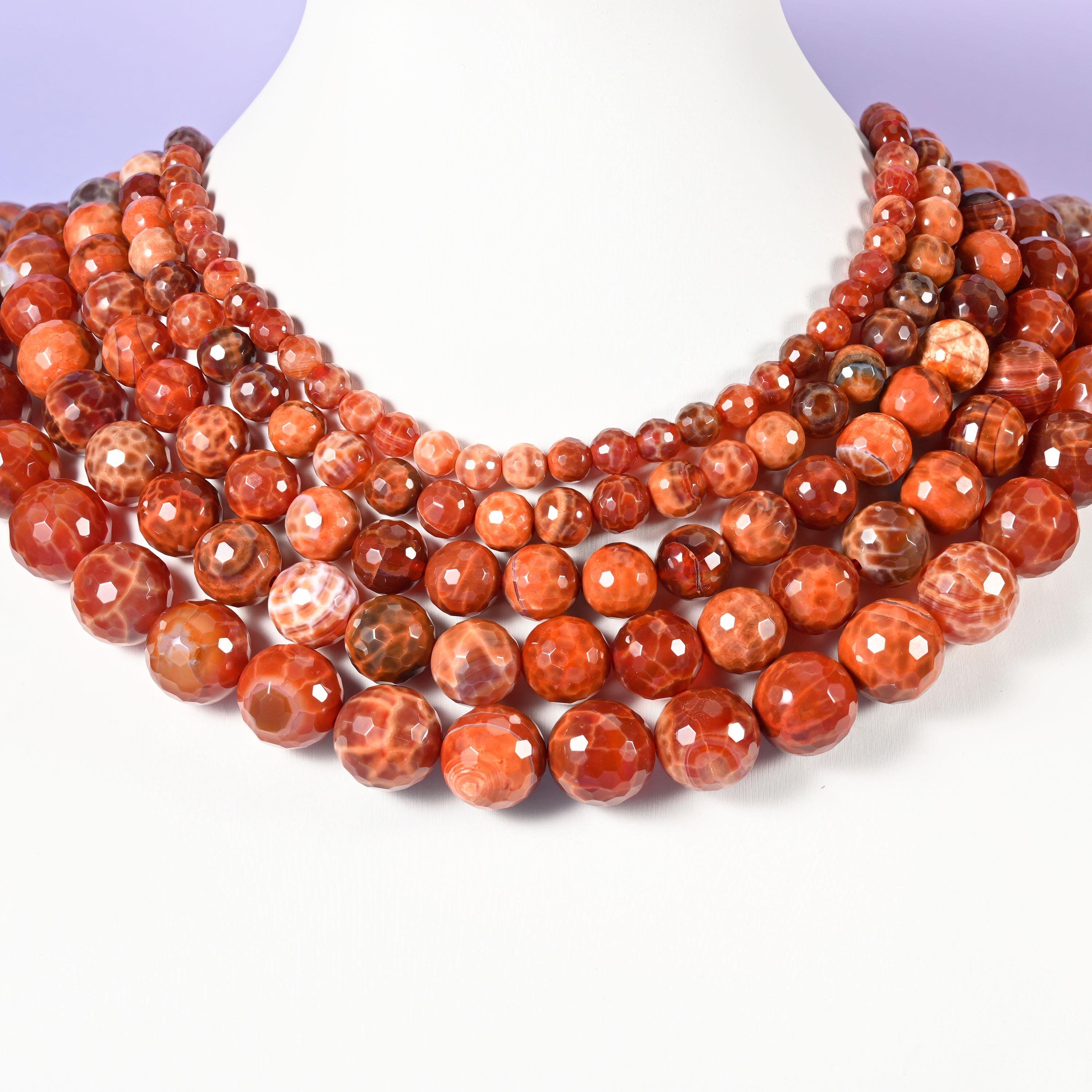 Fire Agate beads, faceted round, 6mm 8mm 10mm 12mm 14mm