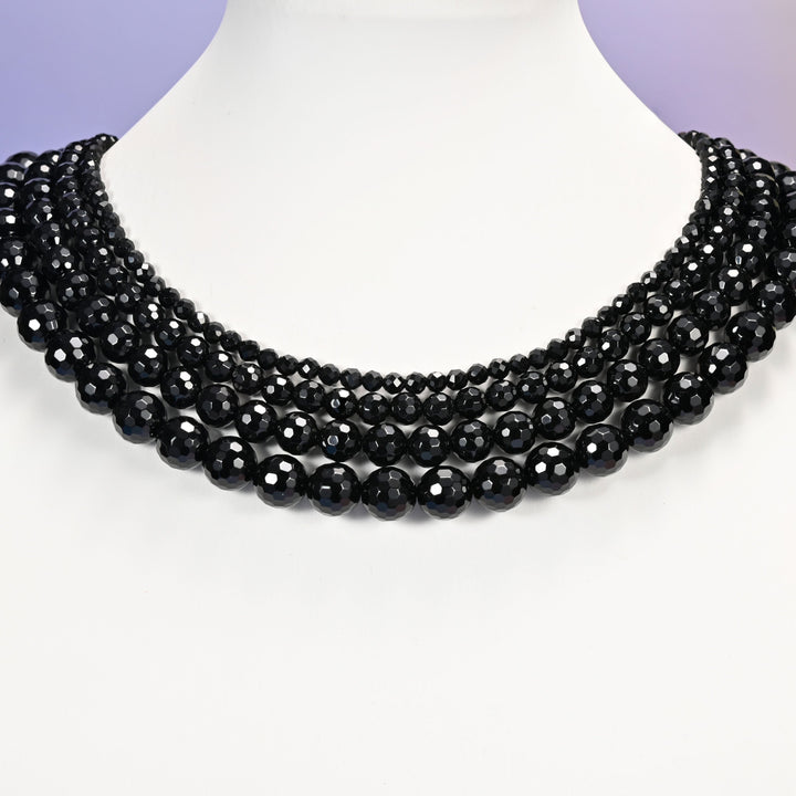 Black Onyx beads, faceted round, 4mm, 6mm, 8mm, 10mm