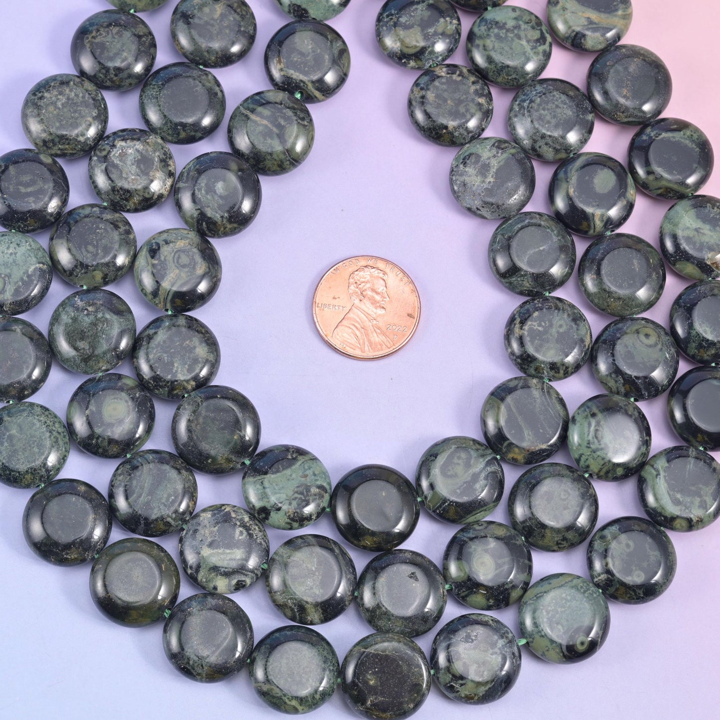 Natural Kambaba Jasper smooth coin beads for necklaces and bracelets