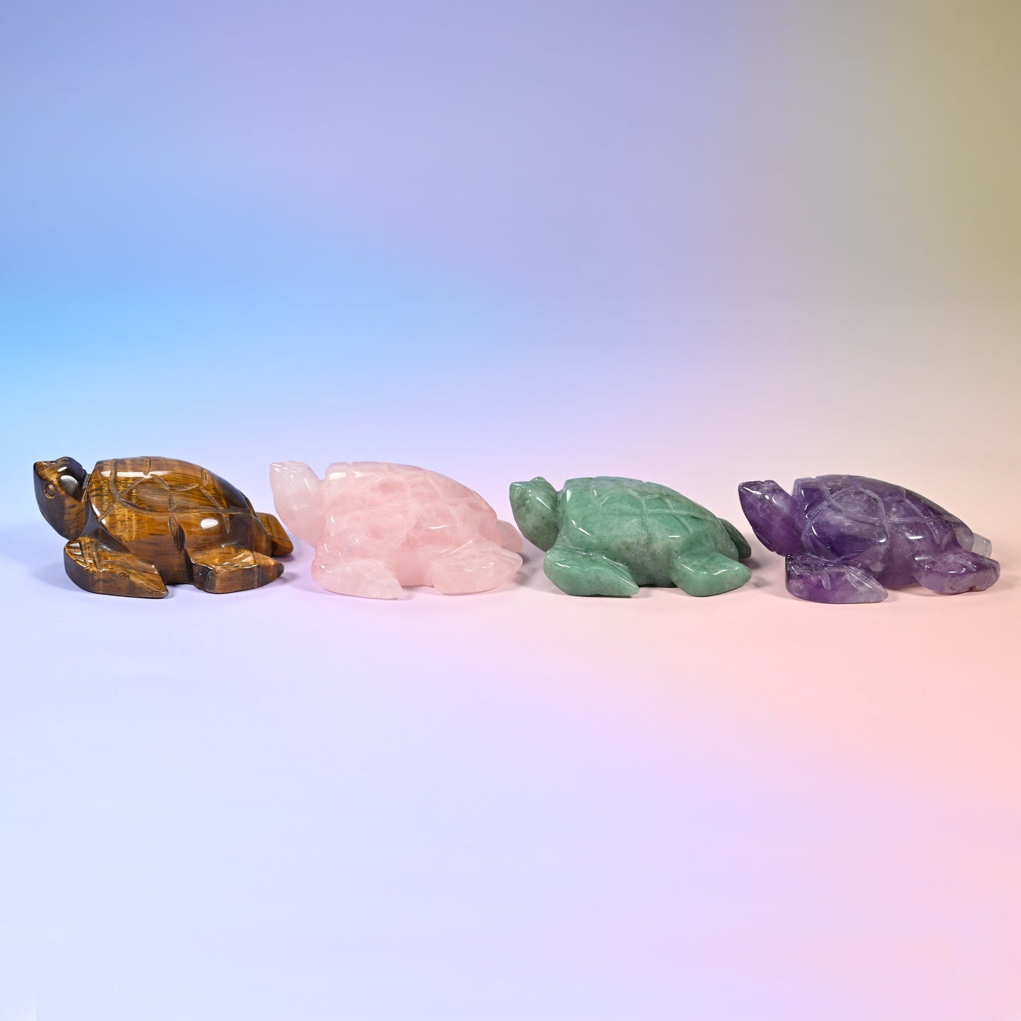 Carved natural stone sea turtle figurine, about 2.1 oz, sold per piece in the stone you select