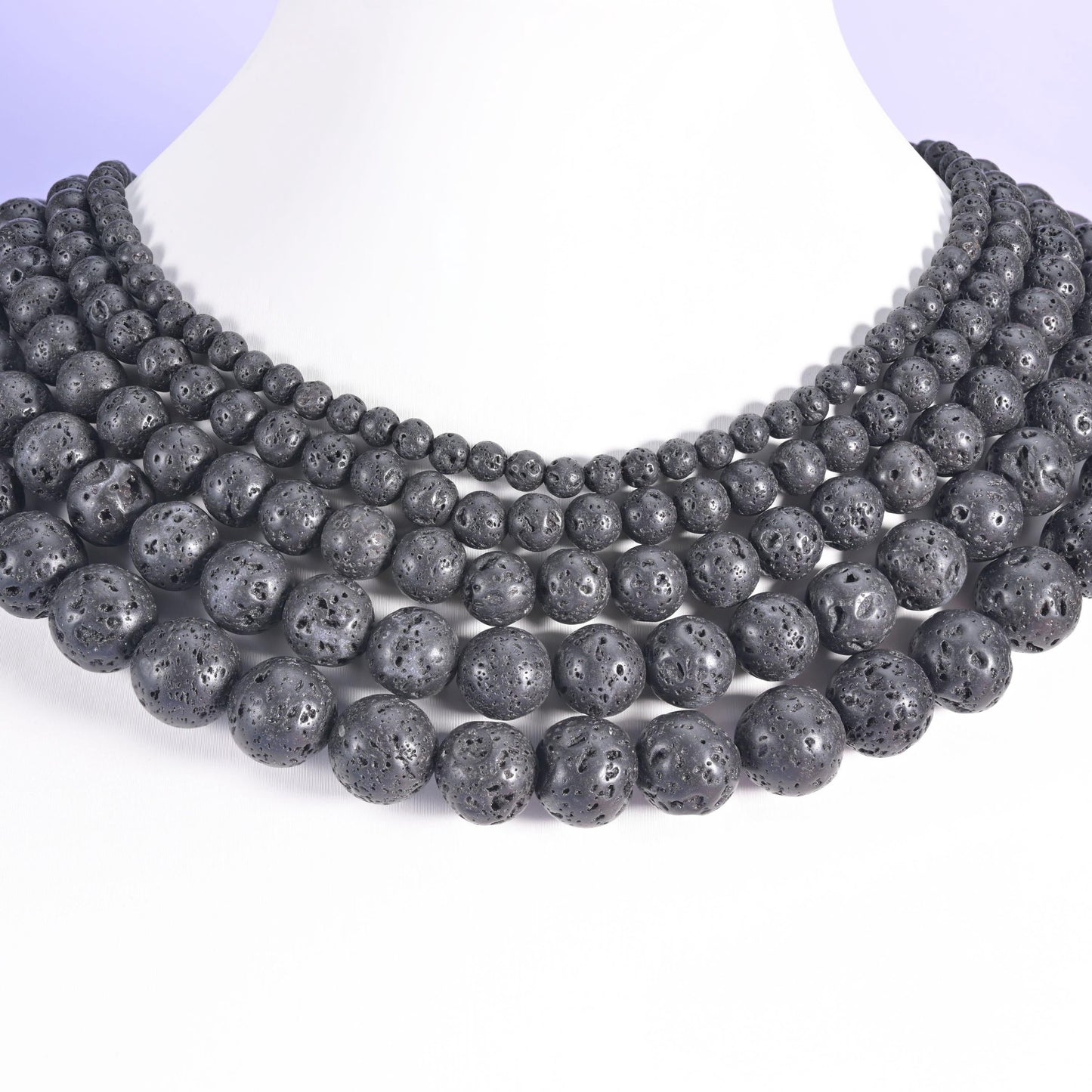 Smooth round cut lava rock beads