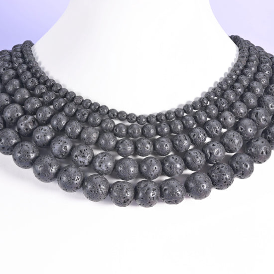 Smooth round cut lava rock beads