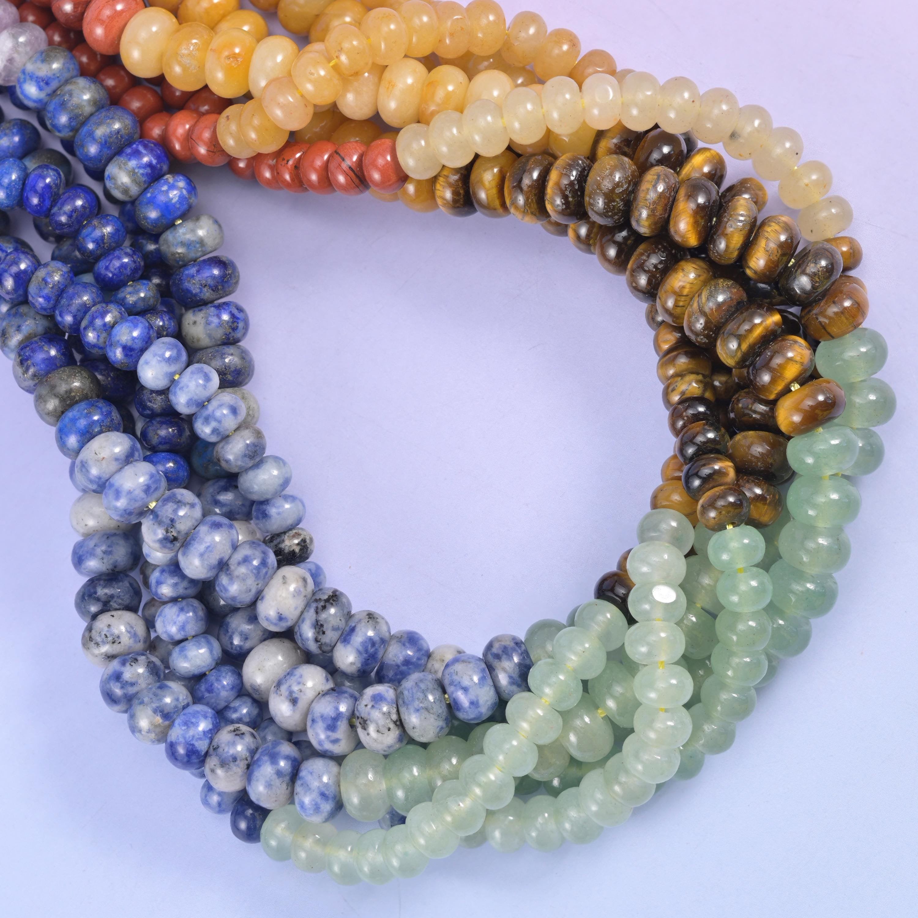 Chakra Smooth Rondelle Gemstone Beads Jewelry Making Size 4x6mm 5x8mm 15.5" Strand