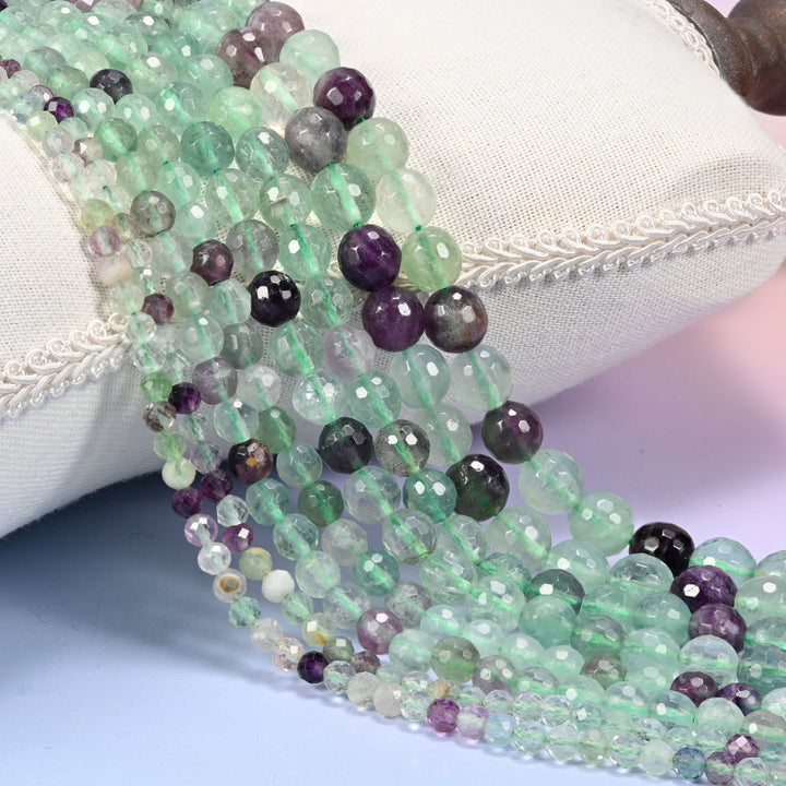 Fluorite Faceted Round Beads