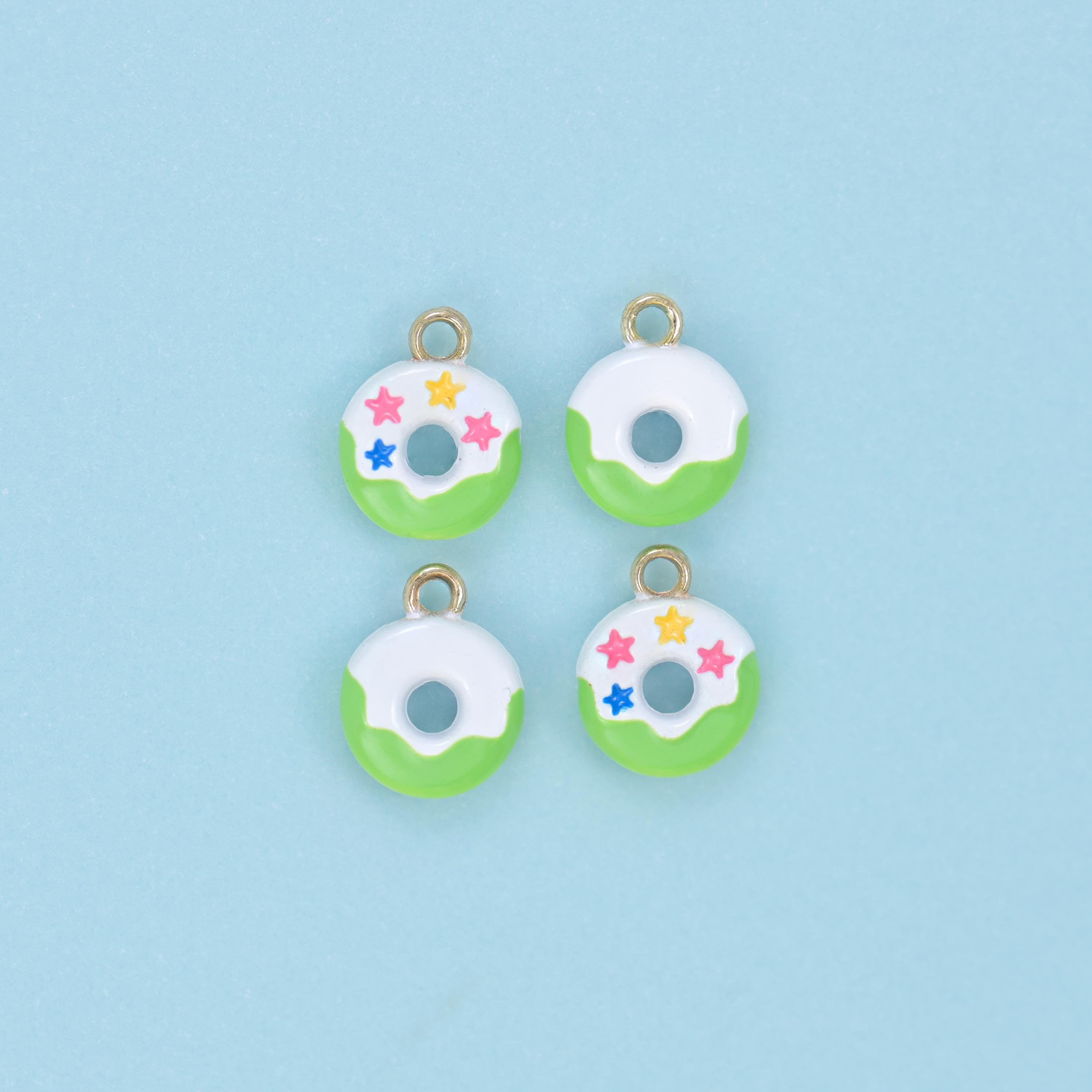 Enamel Star Sprinkle Donut Charm 10x8mm, lead free and nickel free