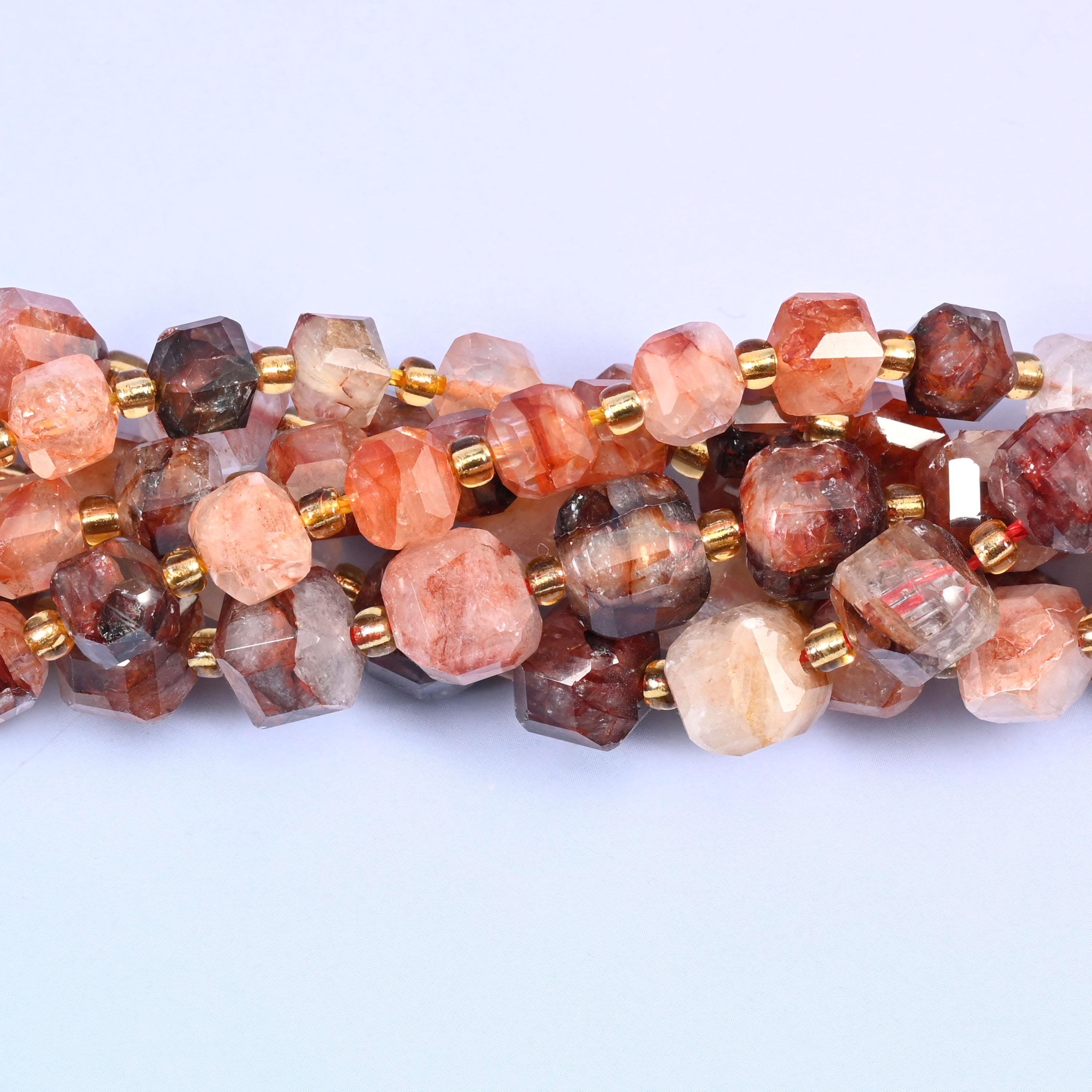 Red Hematoid Quartz Faceted Cube Beads, 6mm approximately 43 beads / 8mm approximately 38 beads