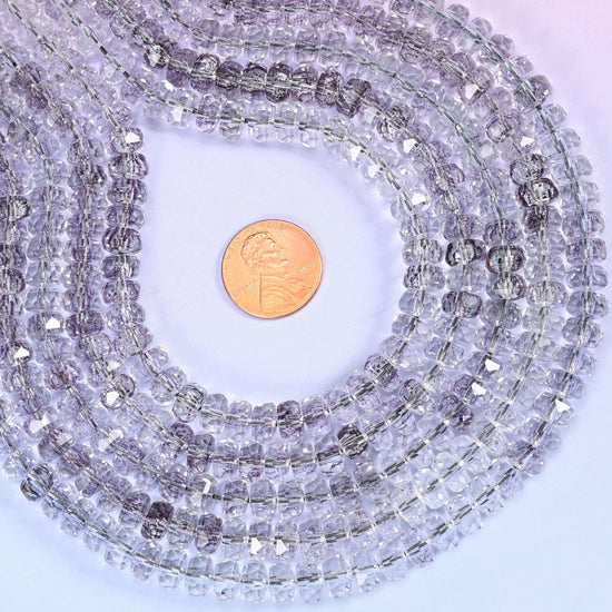 Transparent Light Purple Faceted Rondelle Glass Beads for jewelry making