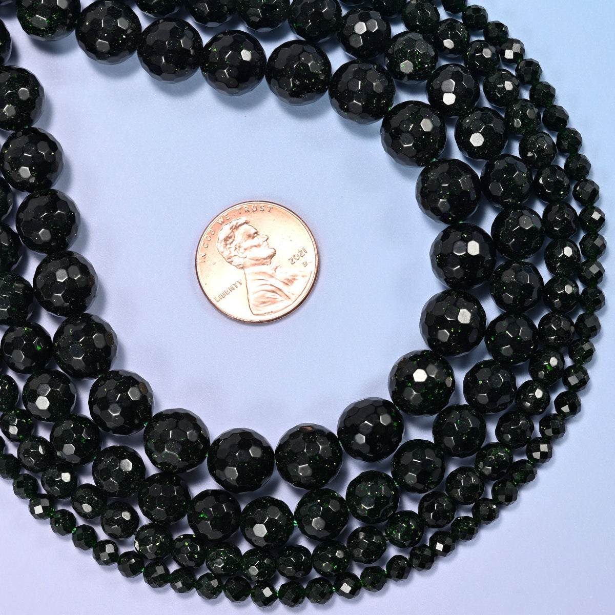 Green Sandstone Faceted Round Beads, sold by the 15 inch strand