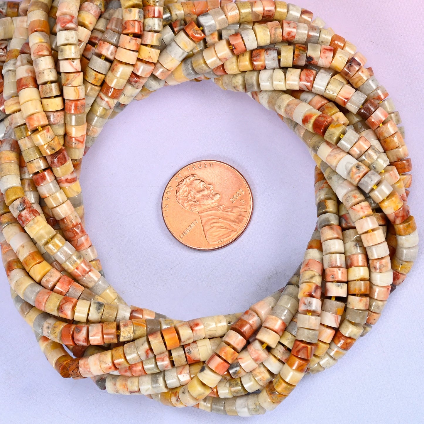 Crazy Agate Smooth Heishi Disc Beads: Jewelry Making Supply, 15.5 Inch Strand
