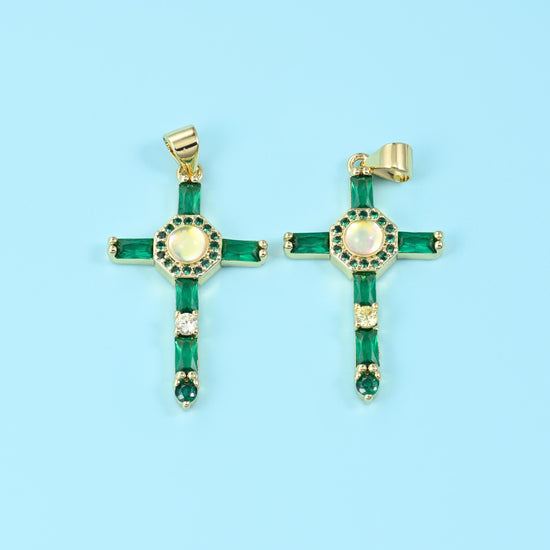 Cross cut brass, 18k gold filled and zircon — lead free and nickel free beads
