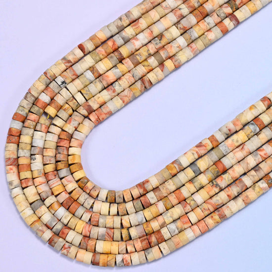 Matte crazy agate heishi disc beads, 15 inch strand