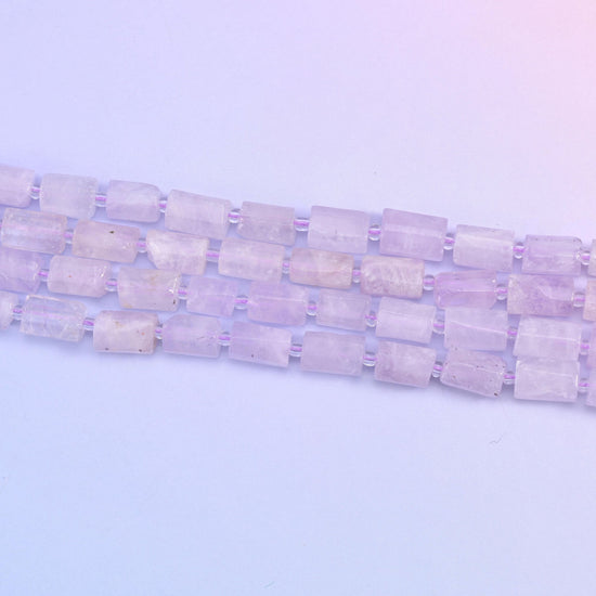 Purple Jade Faceted Tube Beads in soft purple