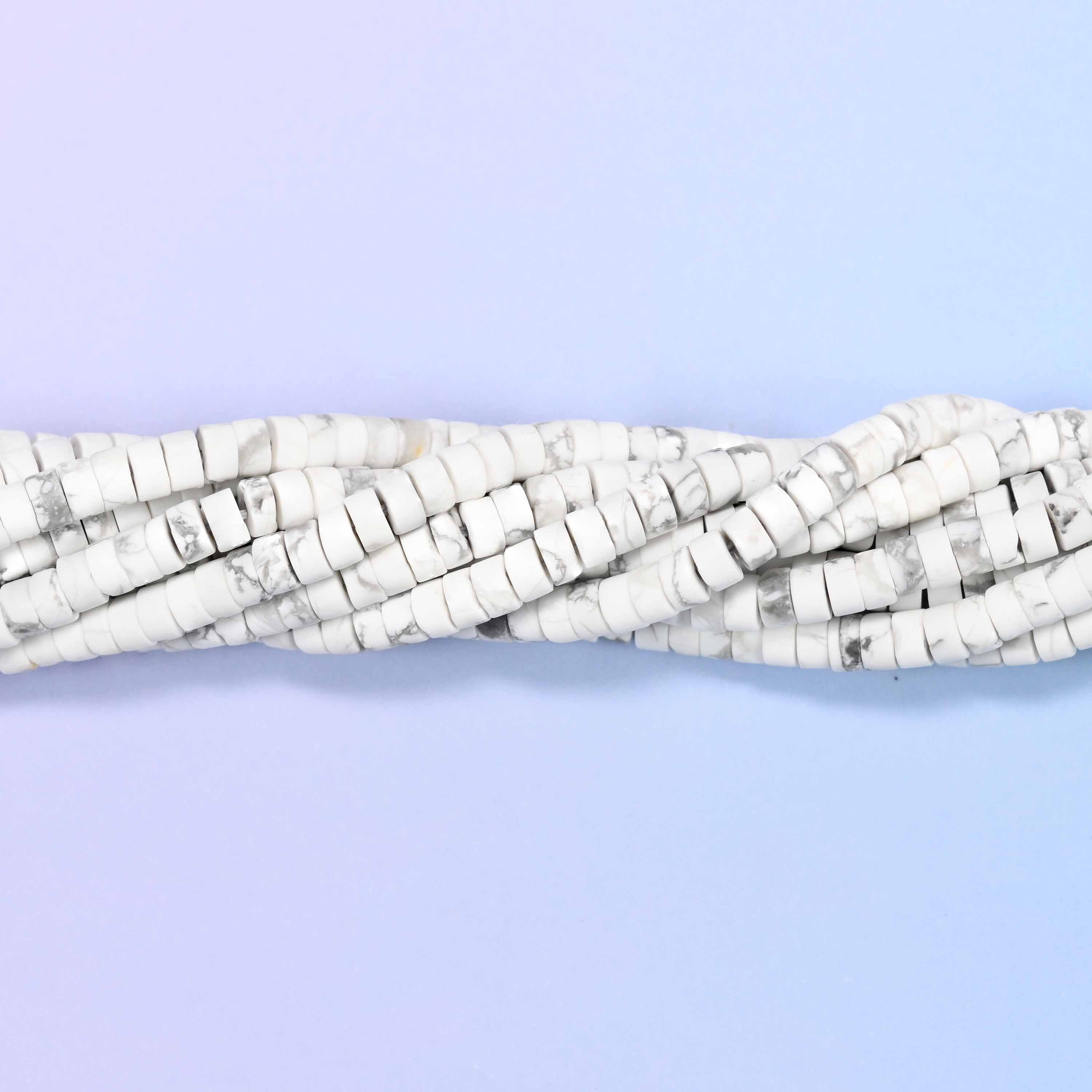 Matte White Howlite Heishi Disc Beads: Jewelry Making Supply, 15 Inch Strand