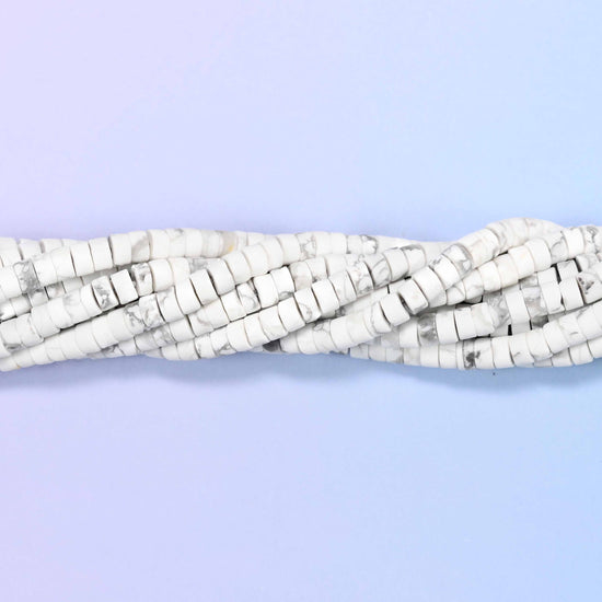 Matte White Howlite Heishi Disc Beads: Jewelry Making Supply, 15 Inch Strand