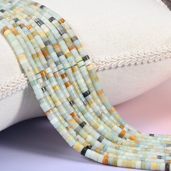 Multi-Color Amazonite Smooth Heishi Disc Beads