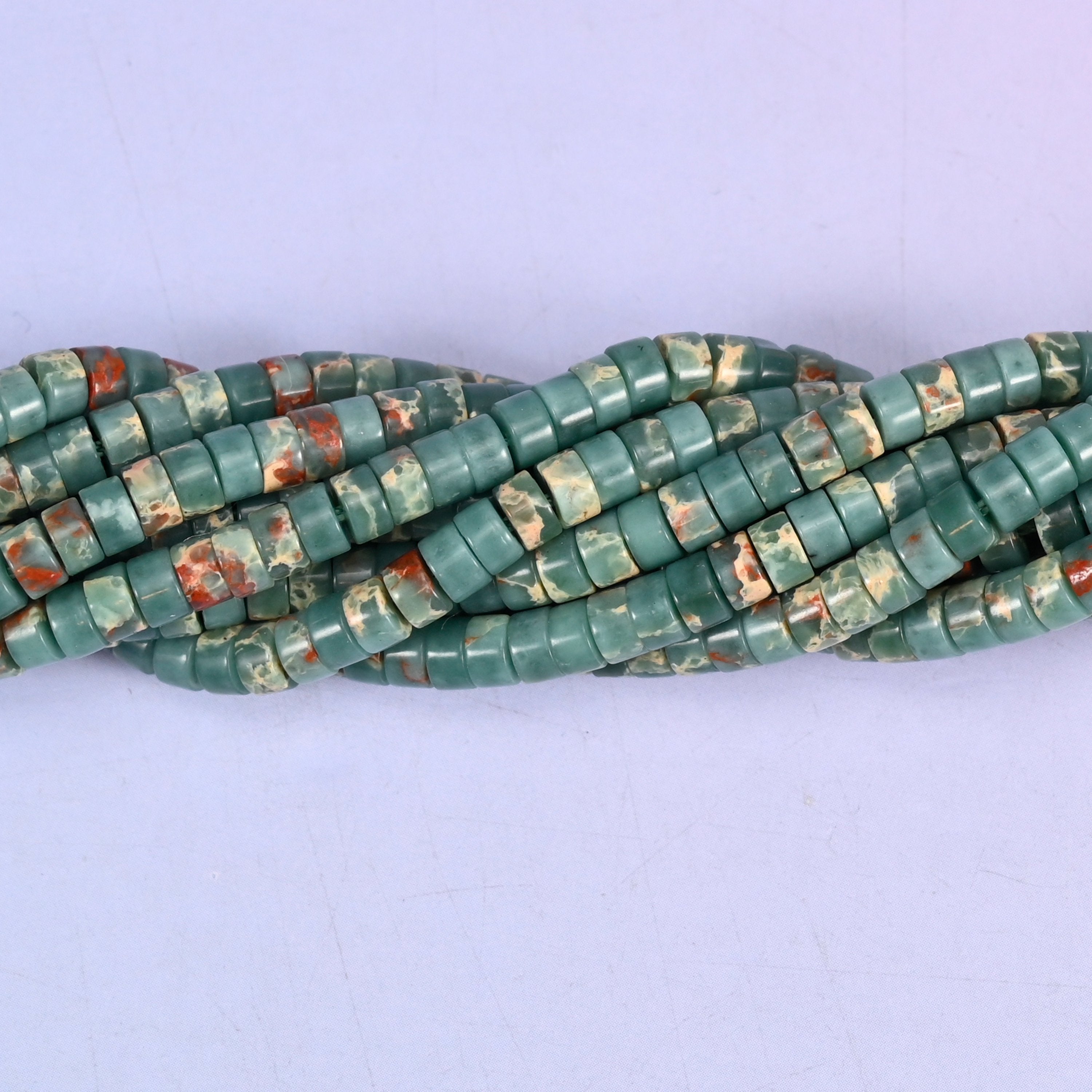 Blue Sea Sediment Imperial Jasper Smooth Heishi Disc Beads: Jewelry Making Supply, 15.5 Inch Strand