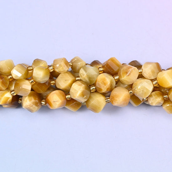 Gold Tiger Eye Faceted Spiral Twist Beads, 8mm approximately 38 beads / 10mm approximately 31 beads