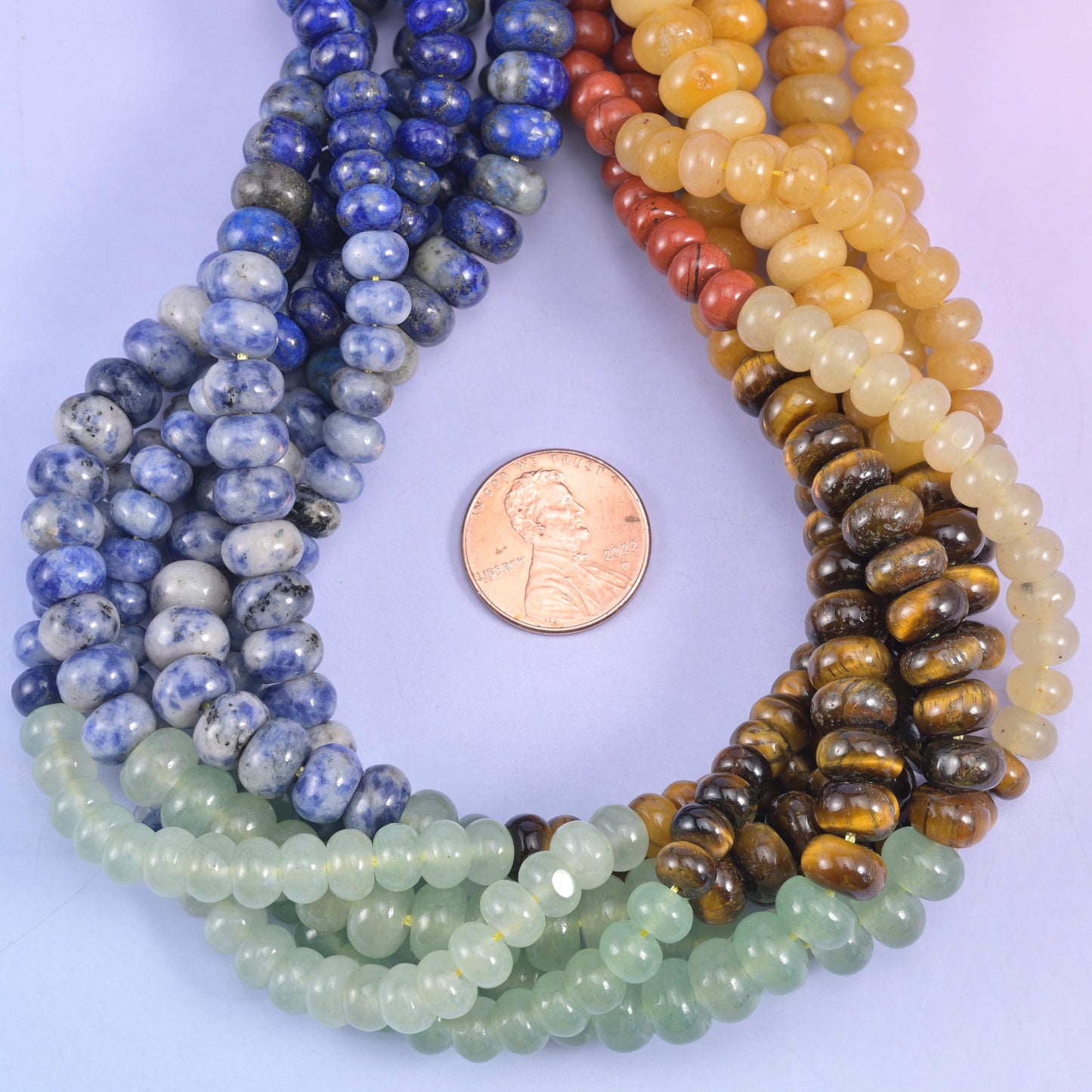 Chakra Smooth Rondelle Gemstone Beads Jewelry Making Size 4x6mm 5x8mm 15.5" Strand