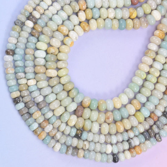 Multi-Color Amazonite rondelle beads, 1.0mm to 1.2mm centre-drilled hole