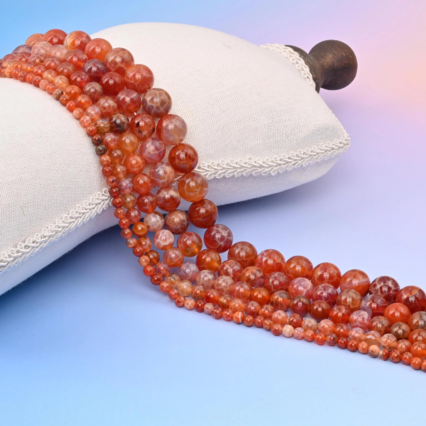 Red Fire Agate Smooth Round Beads