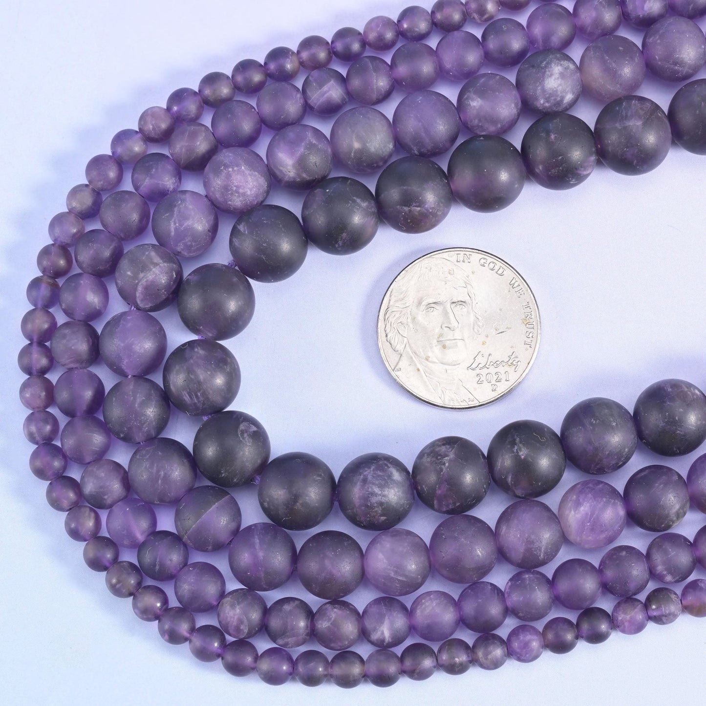 Amethyst Matte Frosted Round Beads 4mm 6mm 8mm 10mm, 15 inches