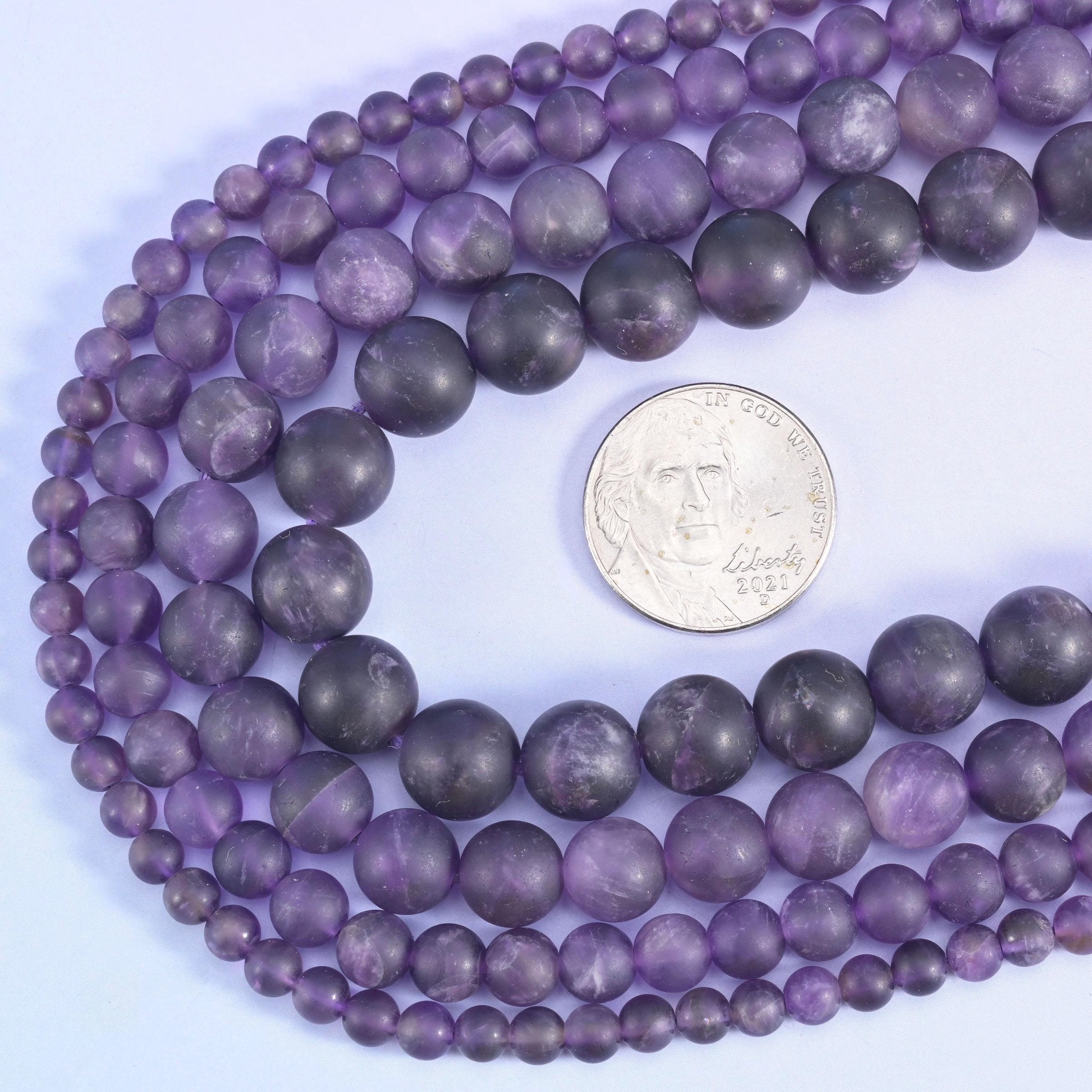 Amethyst Matte Frosted Round Beads 4mm 6mm 8mm 10mm, 15 inches