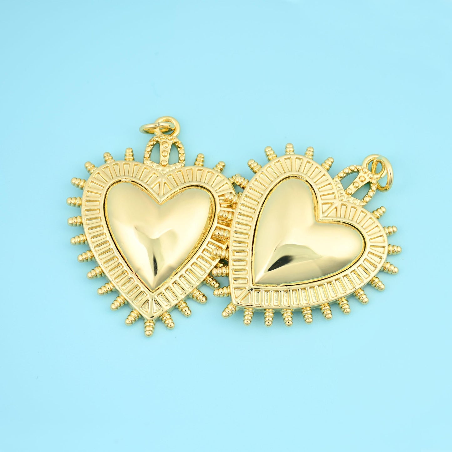 Spiked heart cut brass, 18k gold filled — lead free and nickel free beads
