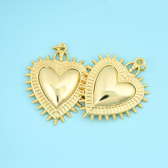 Spiked heart cut brass, 18k gold filled — lead free and nickel free beads