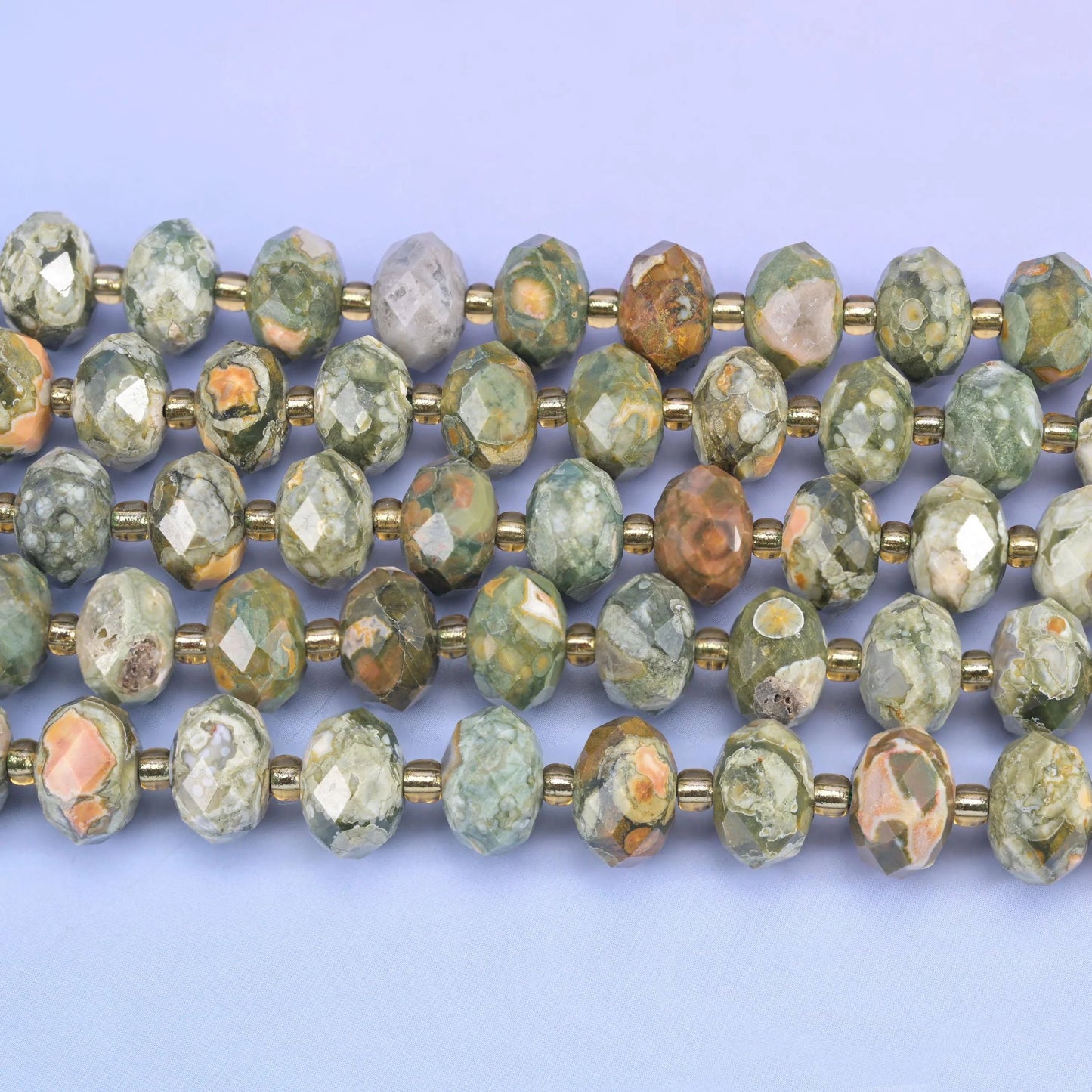 Snake Skin Jasper Faceted Rondelle Beads, 15.5 inch strand