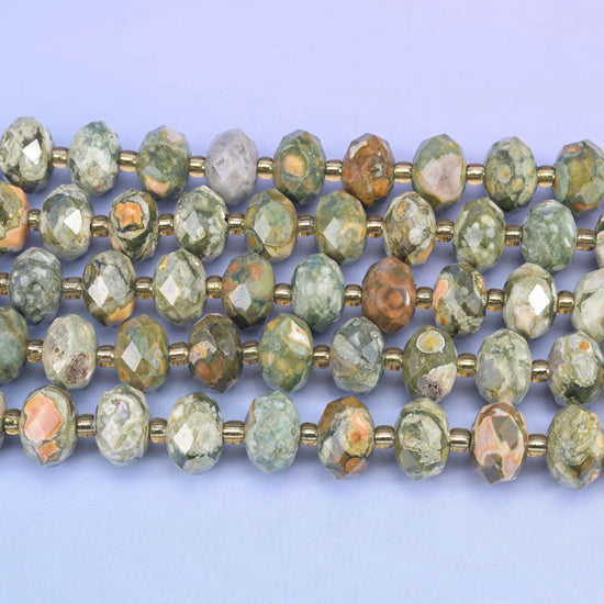 Snake Skin Jasper Faceted Rondelle Beads, 15.5 inch strand