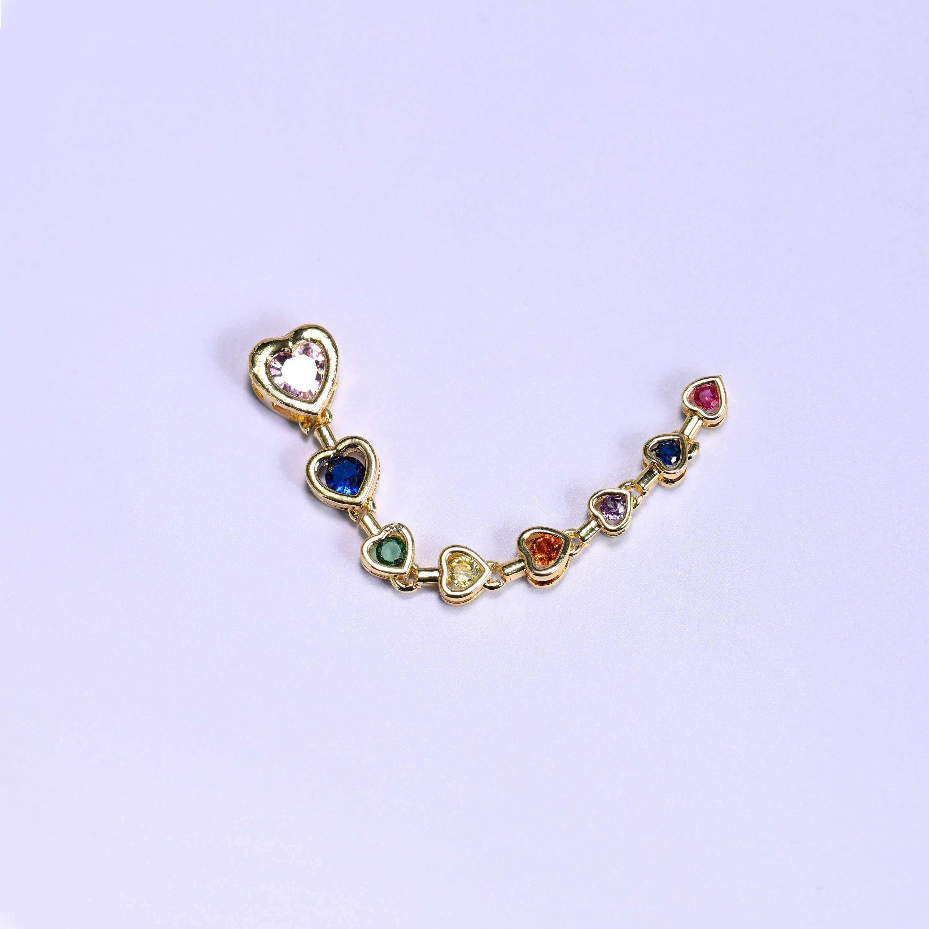 Pink Heart Multicolor Zircon Pendants, 4.86mm thick