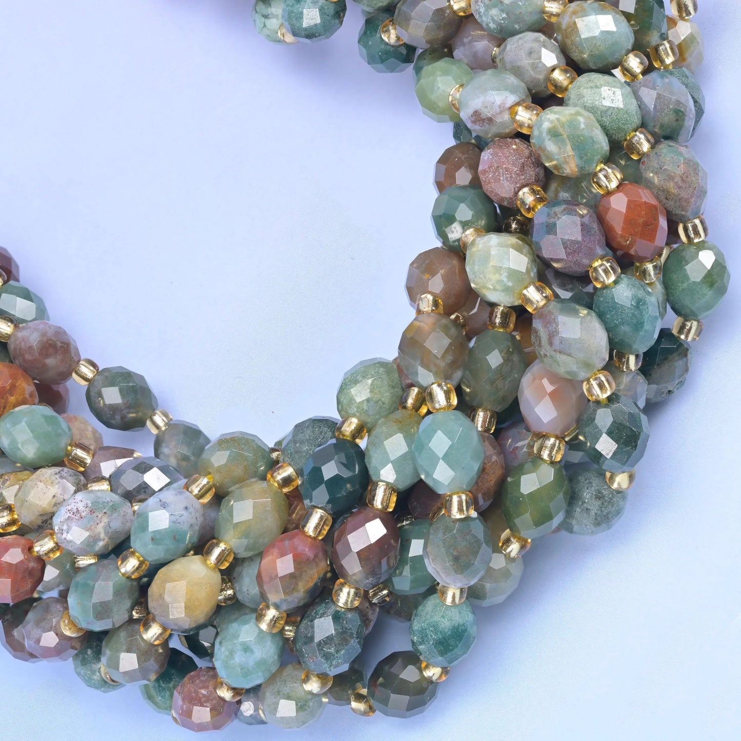 Indian Agate Faceted Rice Barrel Beads, hole approximately 1.0mm