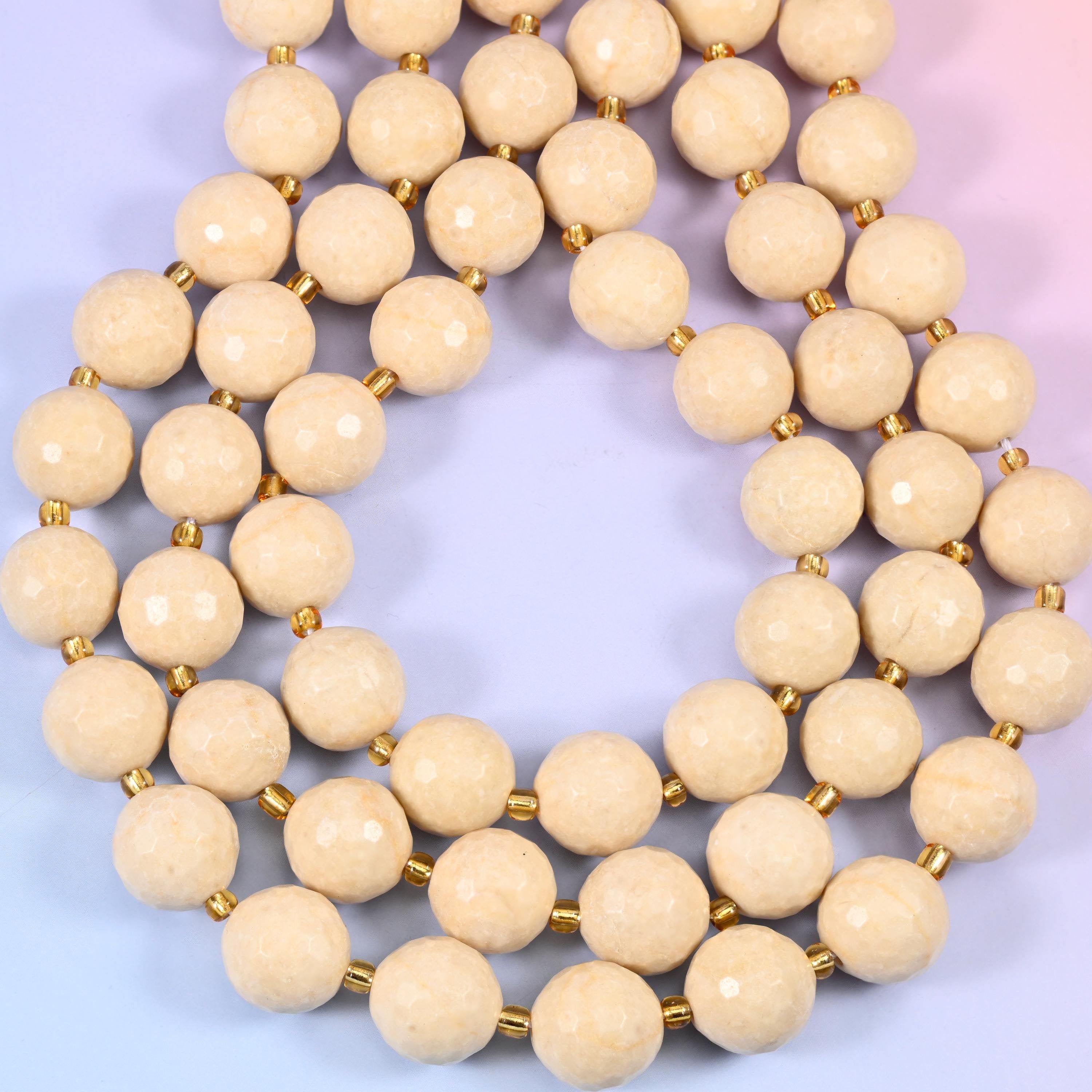 Fossil Jasper Faceted Round Beads for jewellery making