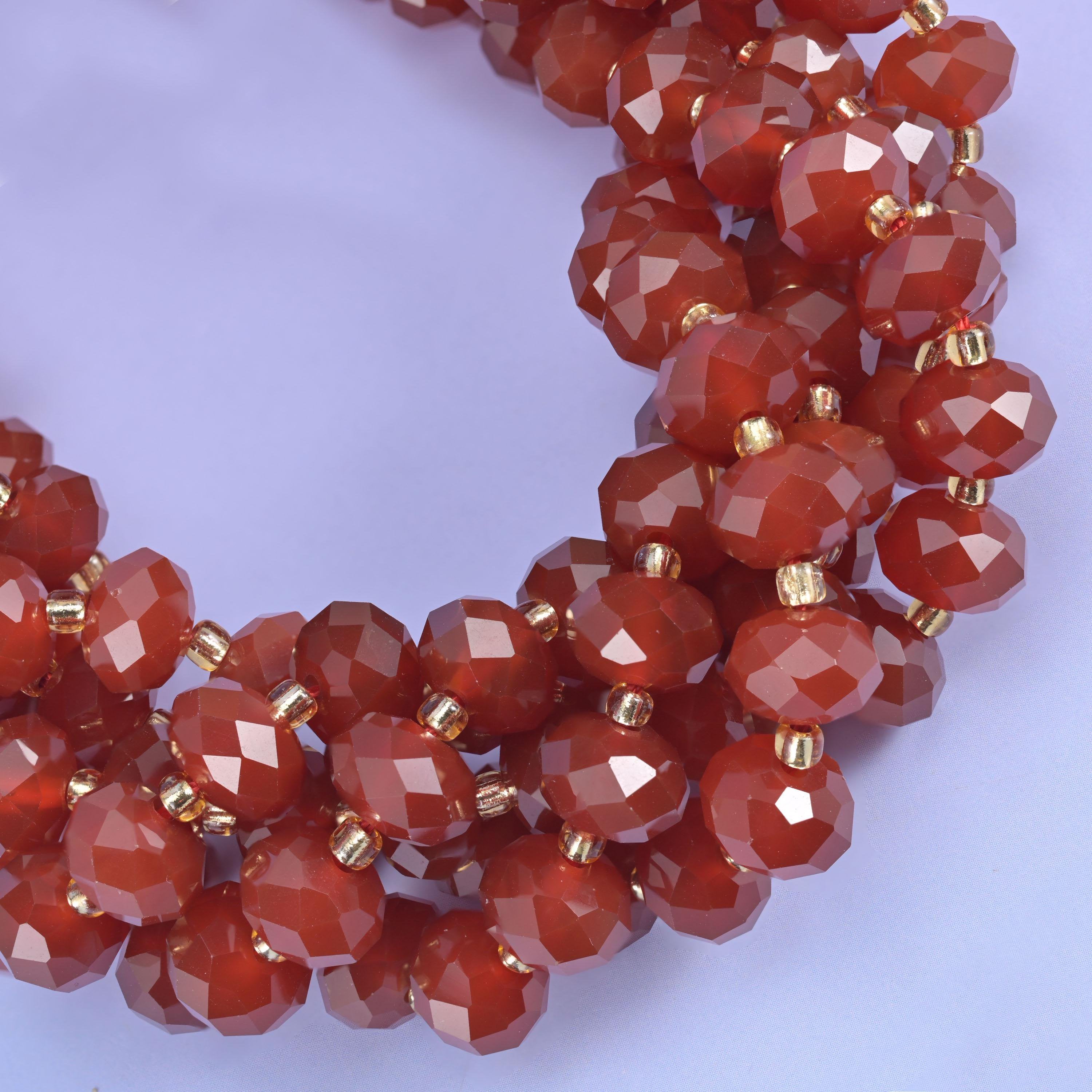 Faceted rondelle cut Red Agate beads