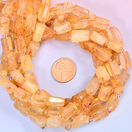 Citrine Faceted Tube Beads: Jewelry Making 15.5 Inch Strand