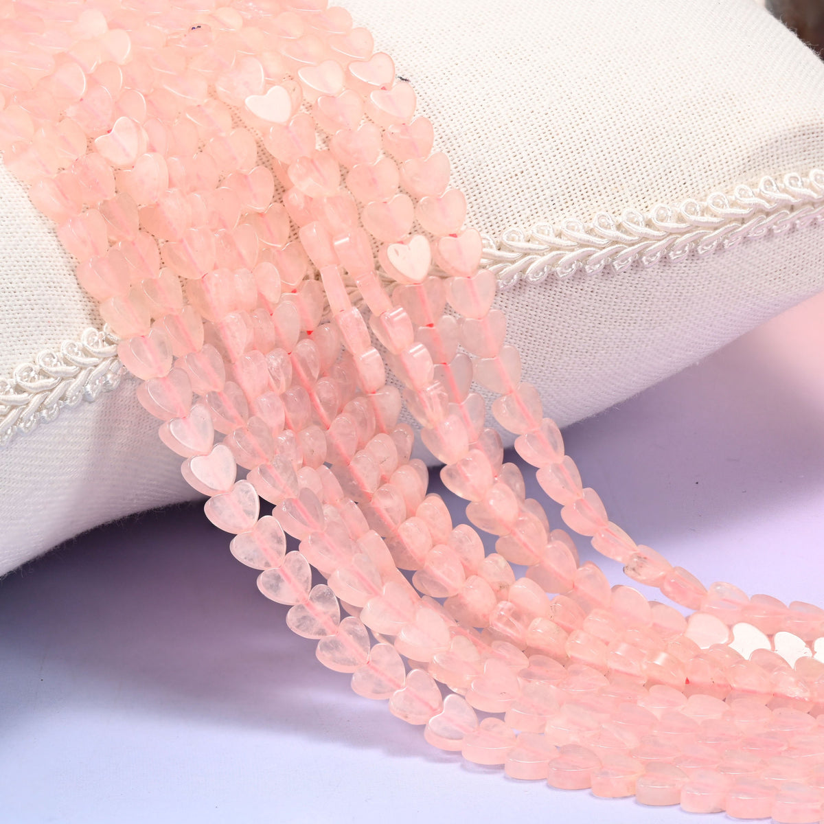 Rose Quartz Flat Heart Beads