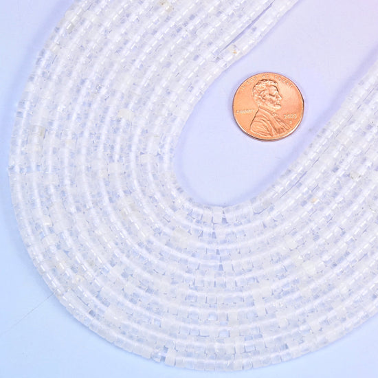 Smooth heishi disc cut clear quartz beads