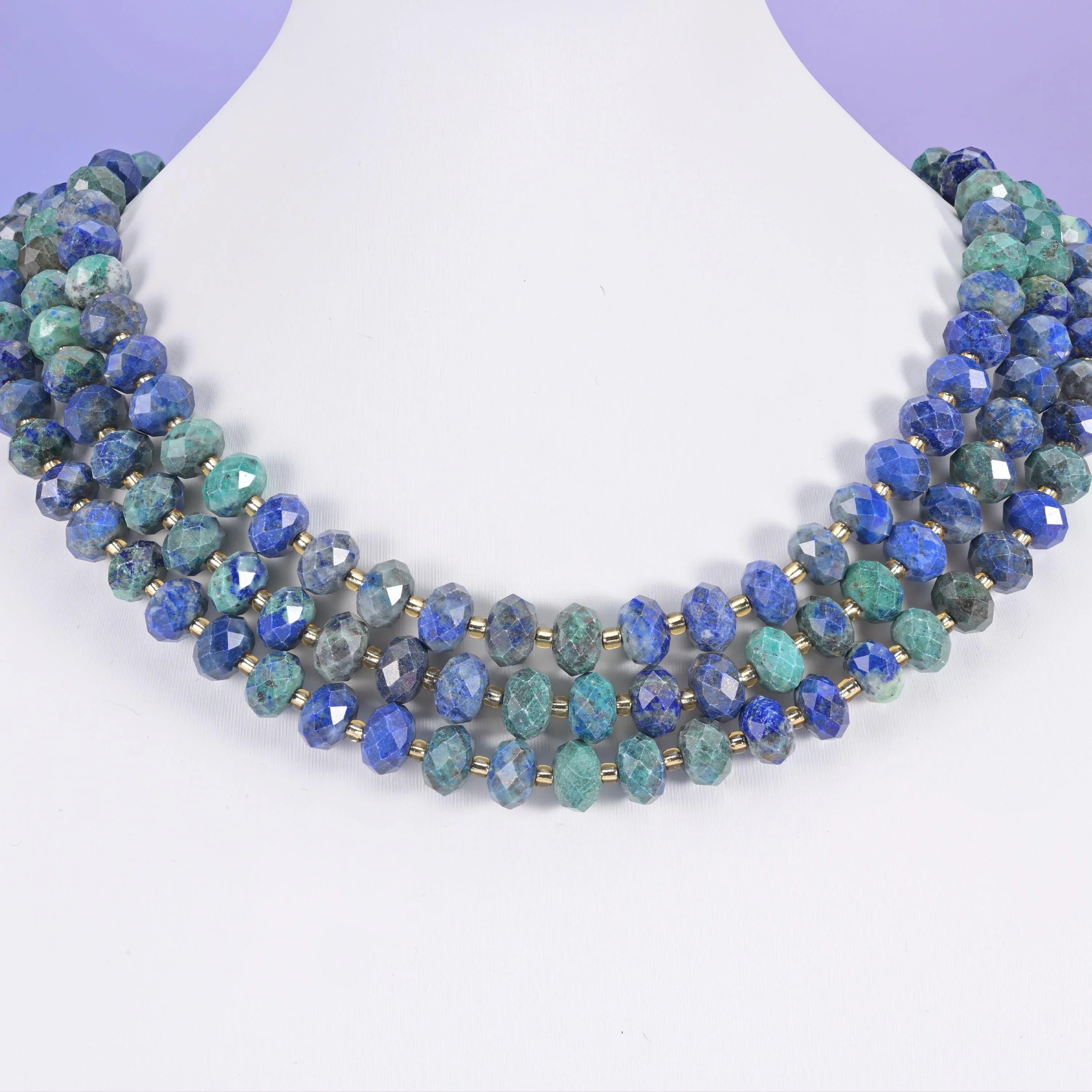 Phoenix Lapis beads, faceted rondelle, 6 x 10mm