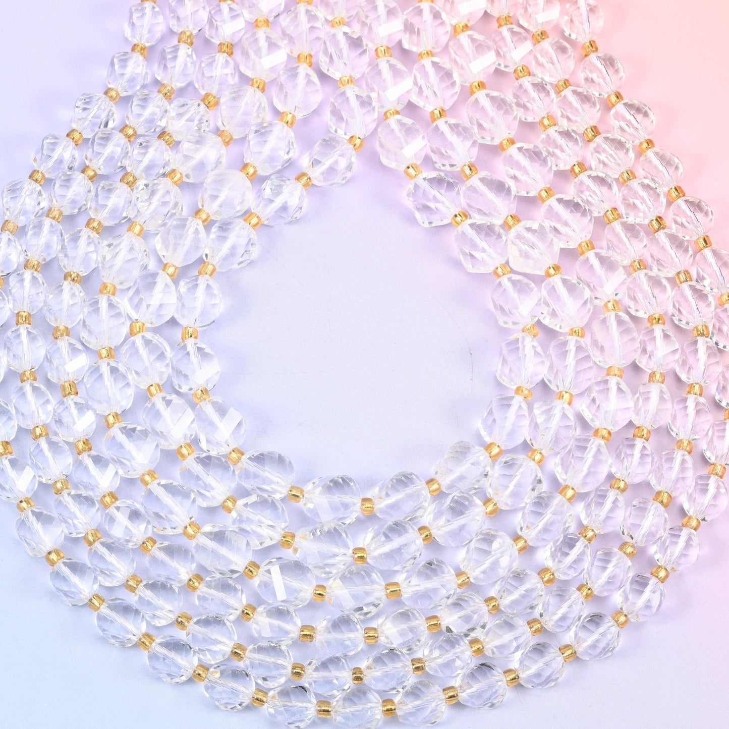 Clear Quartz Faceted Spiral Twist Beads 8mm 10mm, hole approximately 1.2mm, +/- 0.2mm