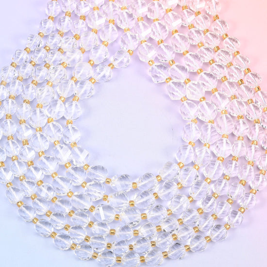 Clear Quartz Faceted Spiral Twist Beads 8mm 10mm, hole approximately 1.2mm, +/- 0.2mm