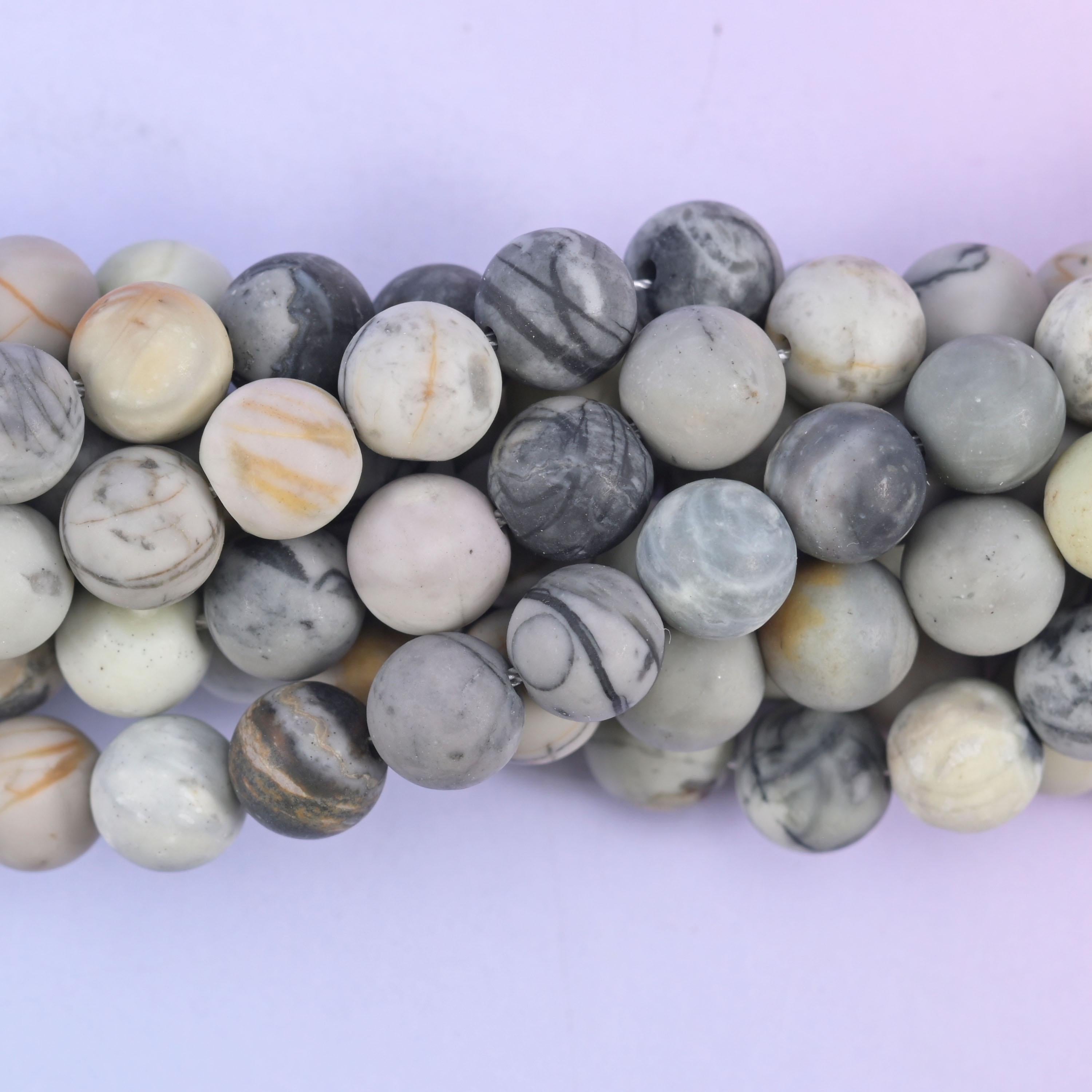 Matte round cut picasso jasper beads