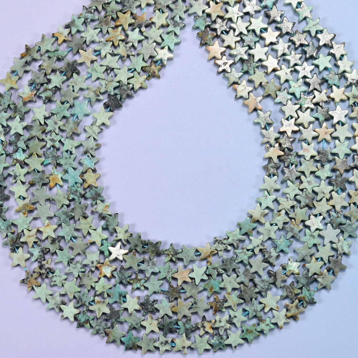 African Howlite Flat Star Beads 6mm, hole 0.8mm