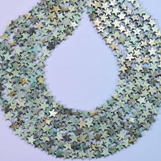 African Howlite Flat Star Beads 6mm, hole 0.8mm